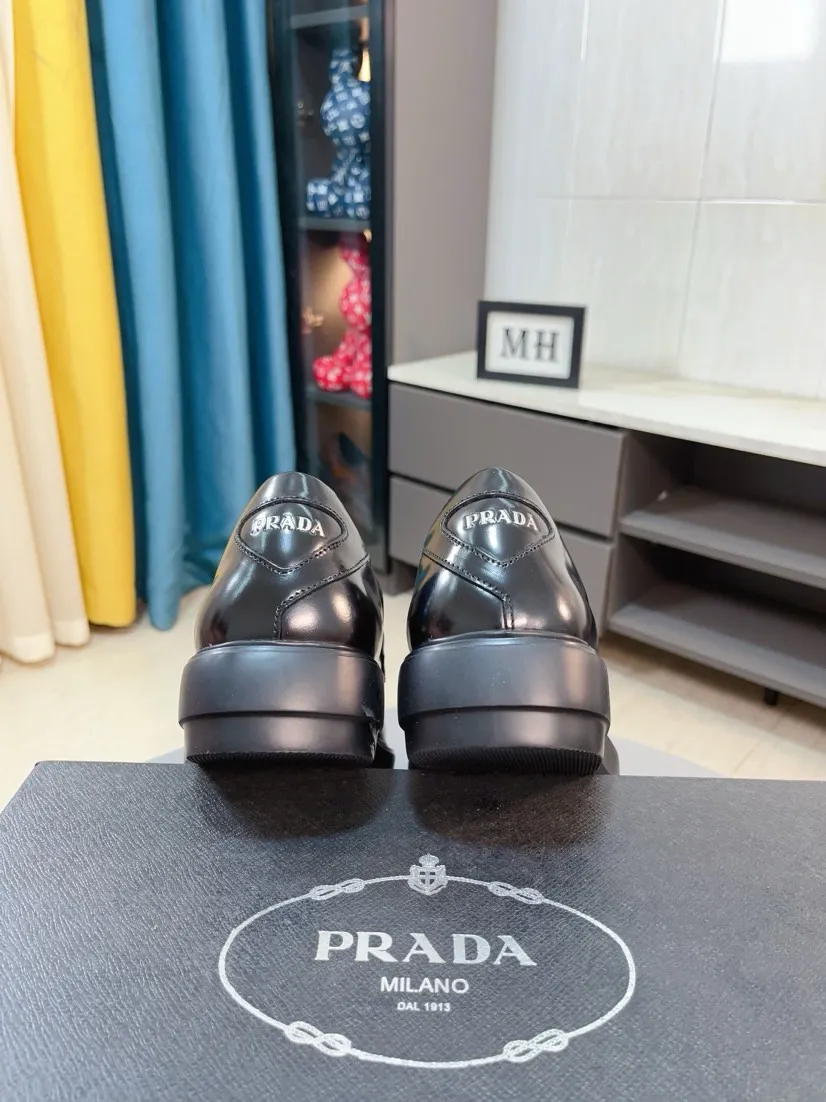 Men's shoes 💰540🌹🌹【PRADA Leather Shoes】Top purchasing agency Original imported Italian custom-made open-edge beaded cowhide leather surface, fully imported water-dyed breathable cowhide lining, original factory special molded sole super comfortable, size: 38-44